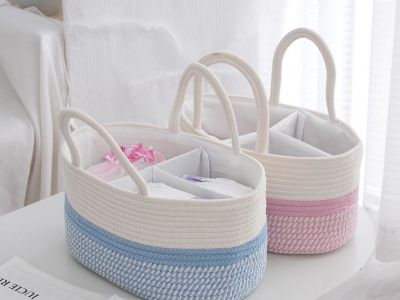 New Design Custom Handmade Woven Rattan Plastic Home Woven Storage Basket Basket Storage Organize Box With Handle