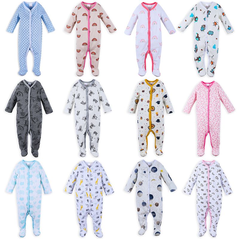 Stock Soft Long Sleeve Baby Rompers 100% Cotton Jumpsuit for New Born Baby Boy Girl